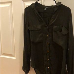 Women’s army green button blouse